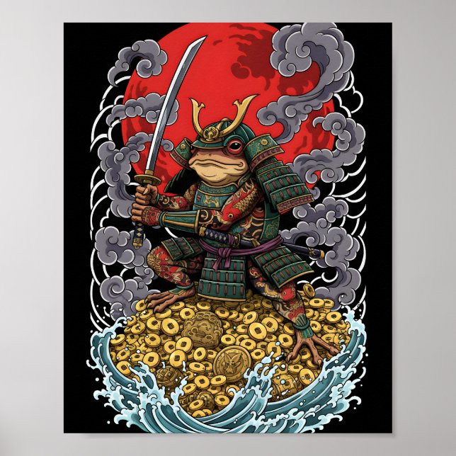Samurai-Frosch des Glücks – Mythische Kriegerkunst Poster (Vorne)