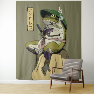 Samurai Frosch: Hüter der Lotusblume Wandteppich