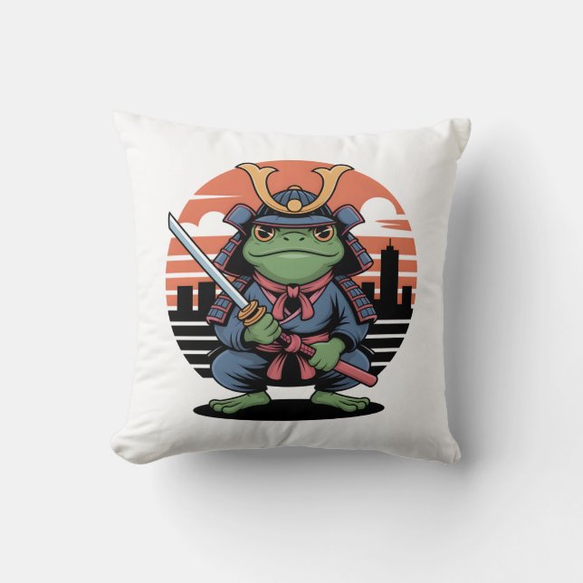 Samurai-Frosch Kissen (Vorderseite)