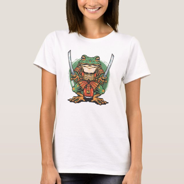 Samurai-Frosch-Krieger Basic 3/4-Ärmel Raglan T-Sh T-Shirt (Vorderseite)