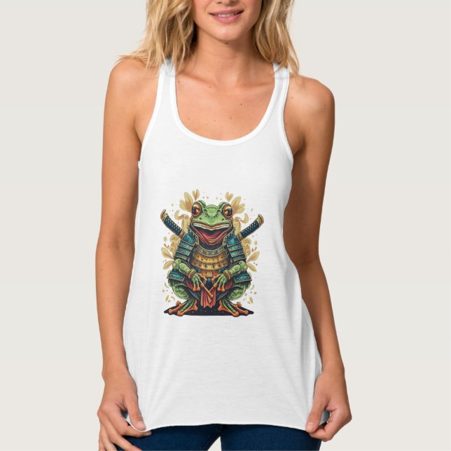 Samurai-Frosch-Krieger Flowy Racerback Tank Top (Vorderseite)