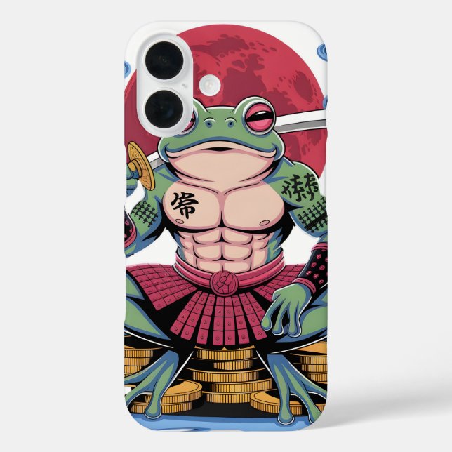 Samurai-Frosch-Krieger-Kunst iPhone 16 Hülle (Rückseite)