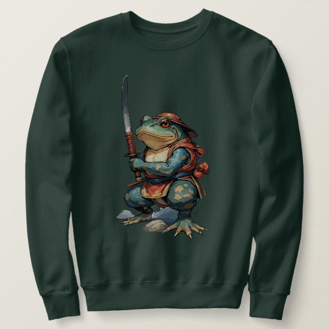 Samurai-Frosch-Krieger mit Katana Sweatshirt (Design vorne)