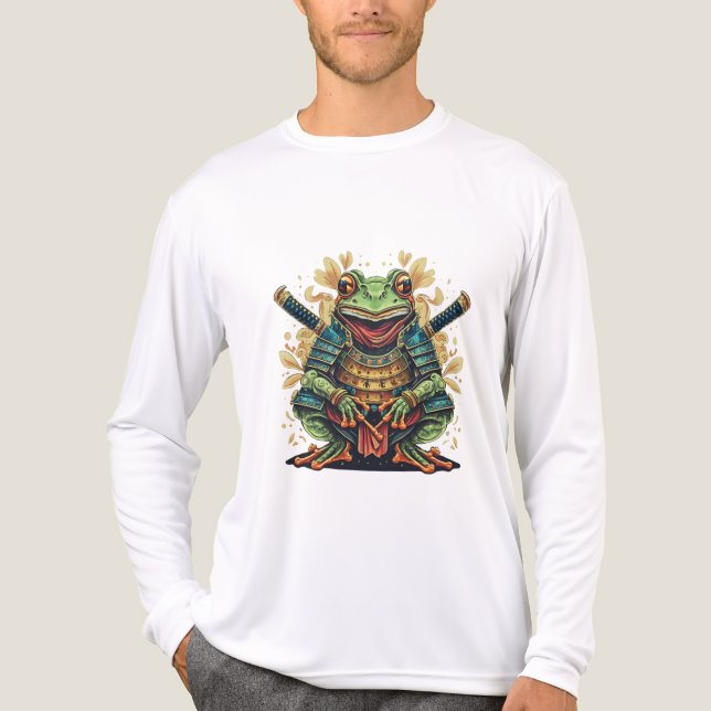 Samurai-Frosch-Krieger Tri-Blend Langarmshirt Shirt (Vorderseite)