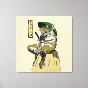 Samurai-Frosch-Poster Faux-Leinwanddruck Acryl-Dru Leinwanddruck