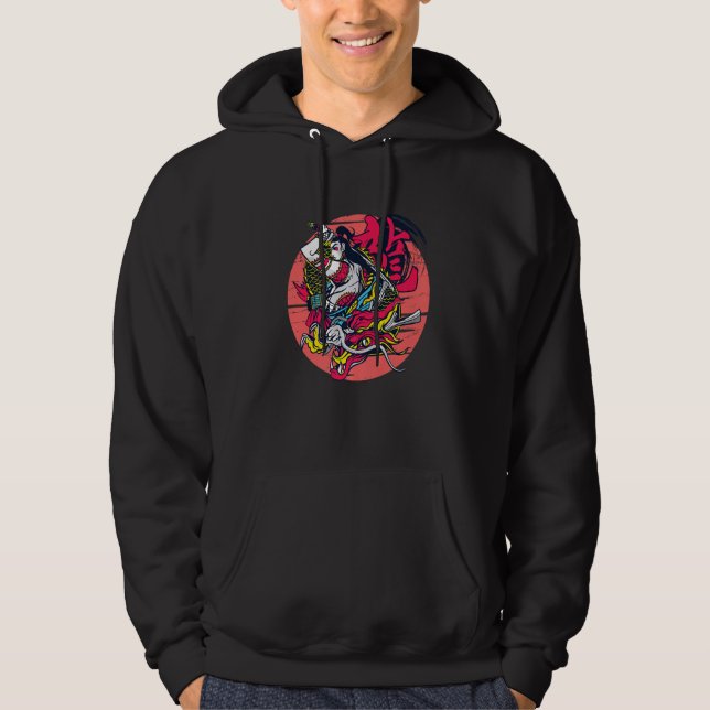 Samurai Girl Dragon Warrior Ninja Japanese Katana  Hoodie (Vorderseite)