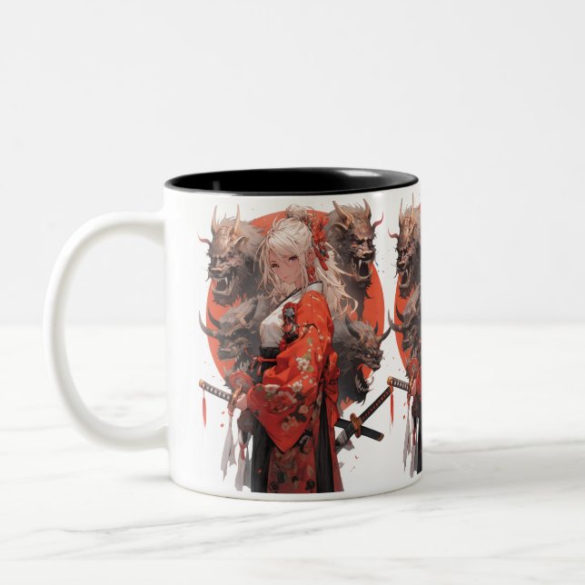 Samurai Girl Zweifarbige Tasse (Links)
