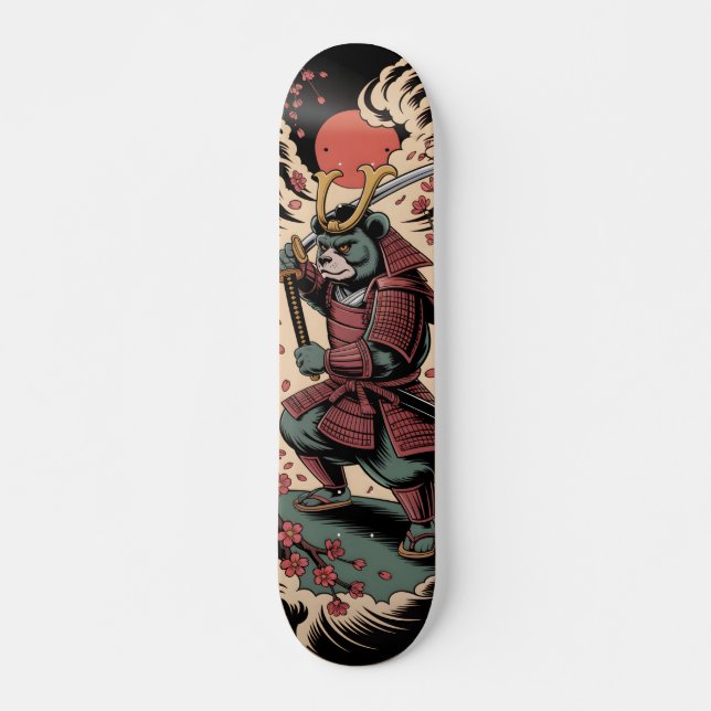 Samurai Green Bear Krieger Skateboard (Vorne)