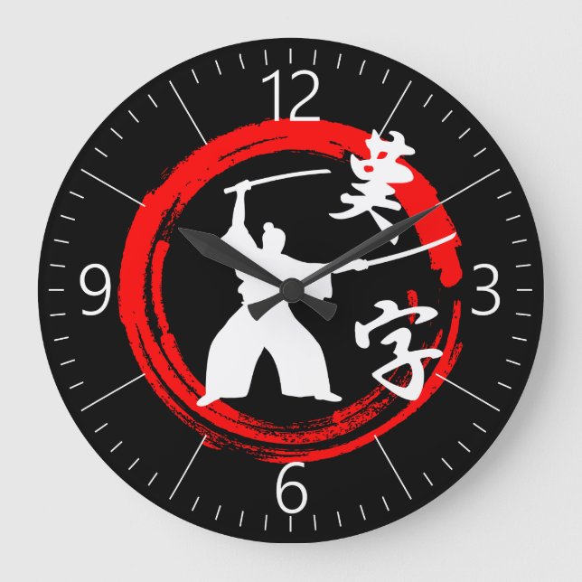 Samurai Große Wanduhr (Vorderseite)
