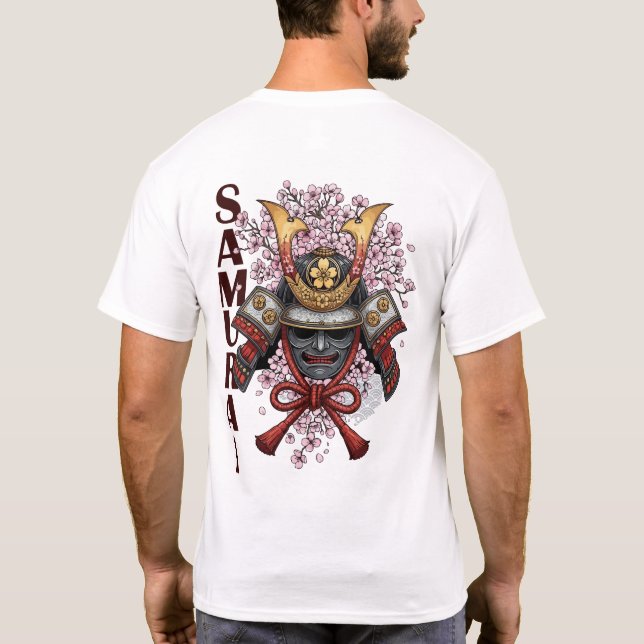 Samurai Helmet Bloom Flower T-Shirt – Japanese War (Rückseite)