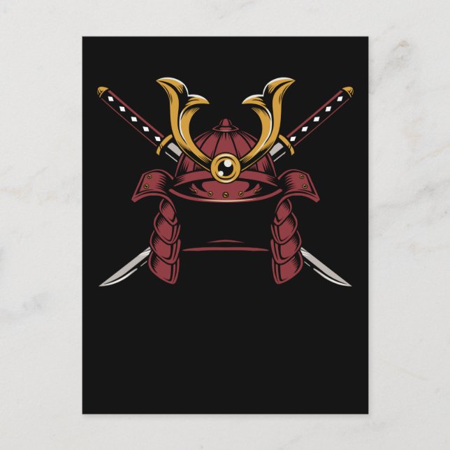 Samurai Helmet Japanisch Samurai Warrior Postkarte (Vorderseite)