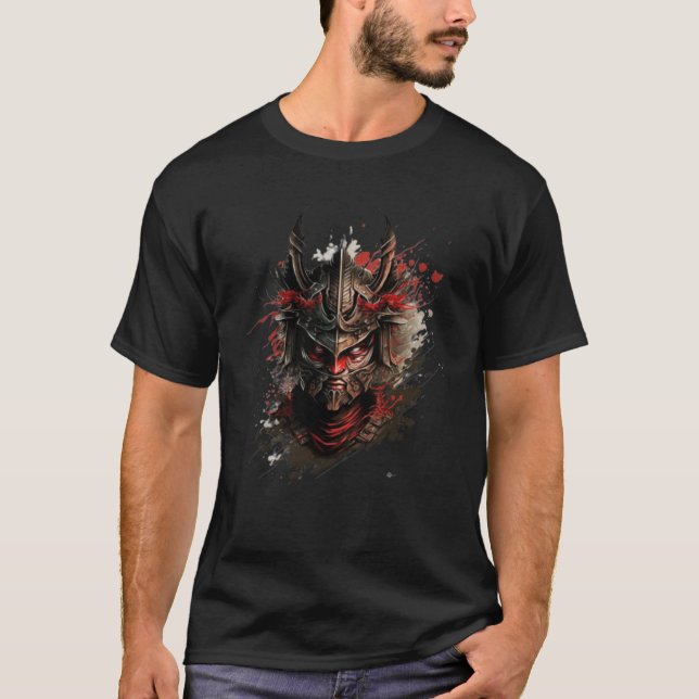 Samurai Helmet Warrior Bushido Oni Masask Japanisc T-Shirt (Vorderseite)