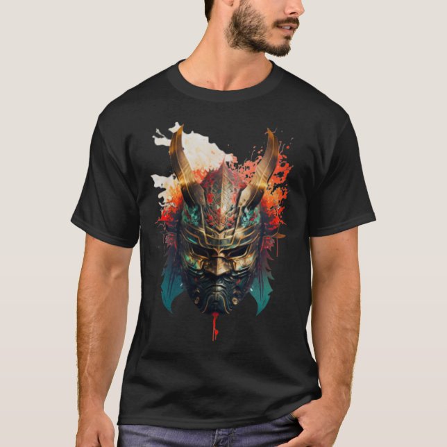 Samurai Helmet Warrior Bushido Oni Masask Japanisc T-Shirt (Vorderseite)