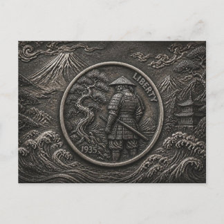 Samurai-Hobo-Nickel-Gravurcoin-Kunst Postkarte