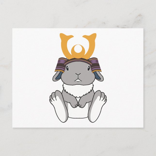 Samurai Holland Lop Rabbit Warrior Gray Postkarte (Vorderseite)