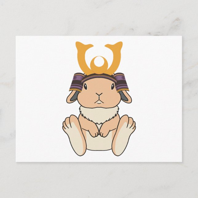 Samurai Holland Lop Rabbit Warrior Orange Postkarte (Vorderseite)