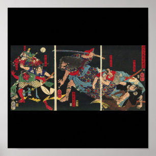 Samurai im Kampf. Um 1860 Poster