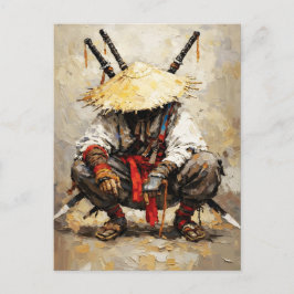 Samurai in Ruhe Palette-Messer Orange Impasto Postkarte