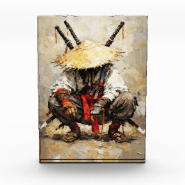 Samurai in Ruhe Palettenmesser Orange Impasto Fotoblock