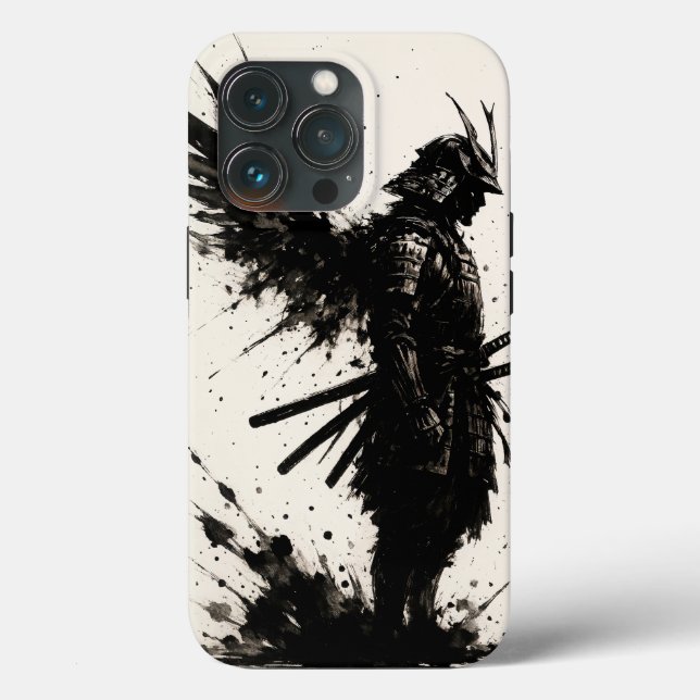 Samurai Ink Art – Coque iPhone Guerrier avec Ailes (Verso)