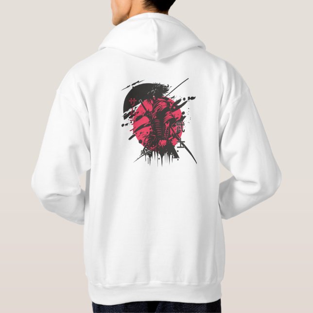 Samurai Ink Hoodie Red&Black Japan Warrior Art (Rückseite)