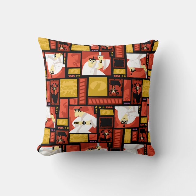 Samurai Jack & Aku Character Art Panel Pattern Kissen (Vorderseite)