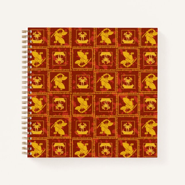 Samurai Jack & Aku Golden Silhouette Muster Notizbuch (Vorderseite)