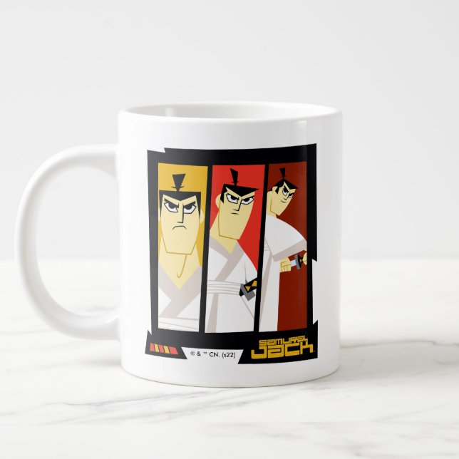 Samurai Jack Character Tri-Panel Futuristic Frame Jumbo-Tasse (Links)
