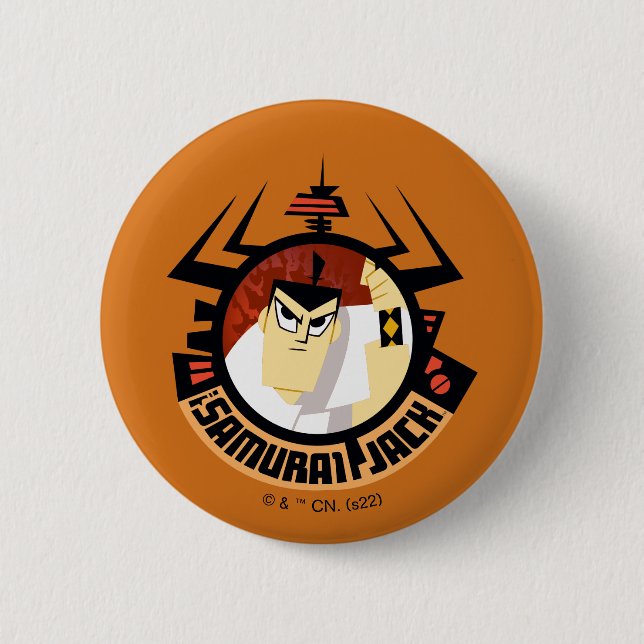 Samurai Jack in Aku Futuristic Frame Button (Vorderseite)
