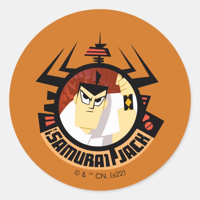 Samurai Jack in Aku Futuristic Frame Runder Aufkleber (Vorderseite)