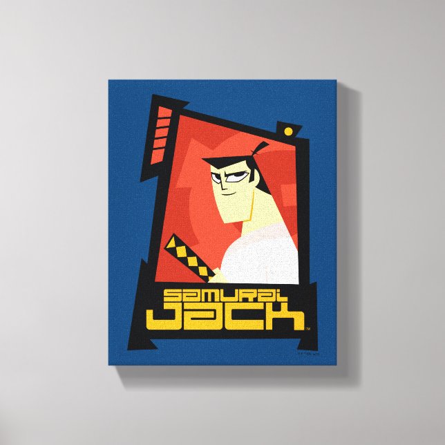 Samurai Jack lächelt futuristische Rahmen Grafik Leinwanddruck (Vorderseite)