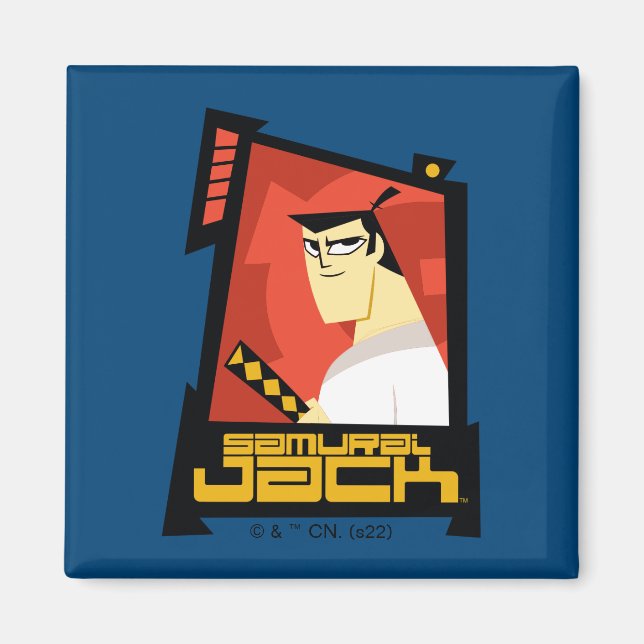Samurai Jack lächelt futuristische Rahmen Grafik Magnet (Vorne)