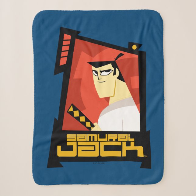Samurai Jack lächelt futuristische Rahmen Grafik Sherpadecke (Vorderseite)