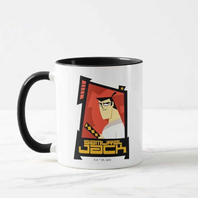 Samurai Jack lächelt futuristische Rahmen Grafik Tasse (Links)
