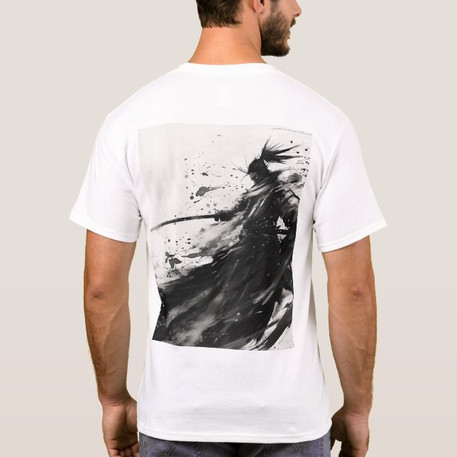 Samurai Jack Pose dynamique noir et blanc T-shirt (Dos)