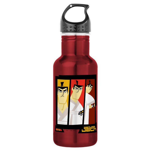 Samurai Jack-Zeichen Tri-Panel-Futuristikrahmen Edelstahlflasche (Vorderseite)