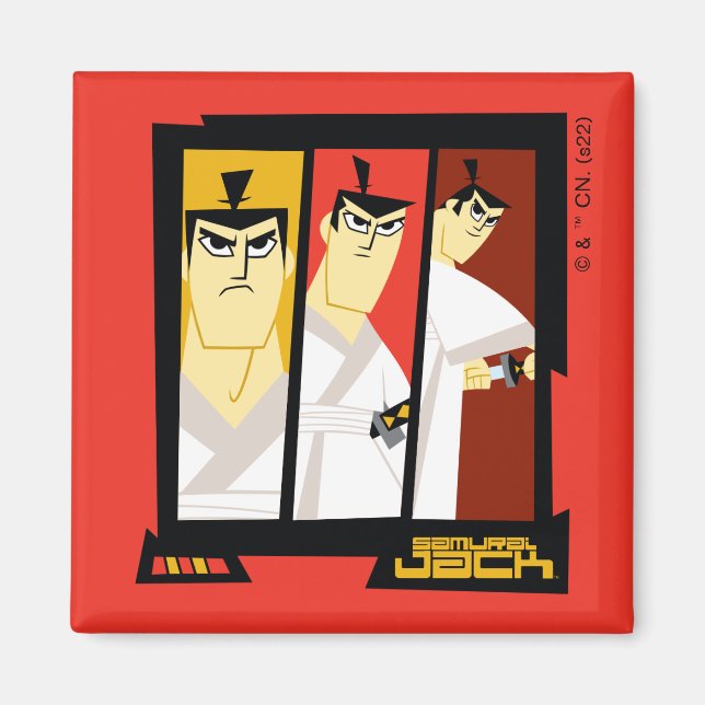 Samurai Jack-Zeichen Tri-Panel-Futuristikrahmen Magnet (Vorne)