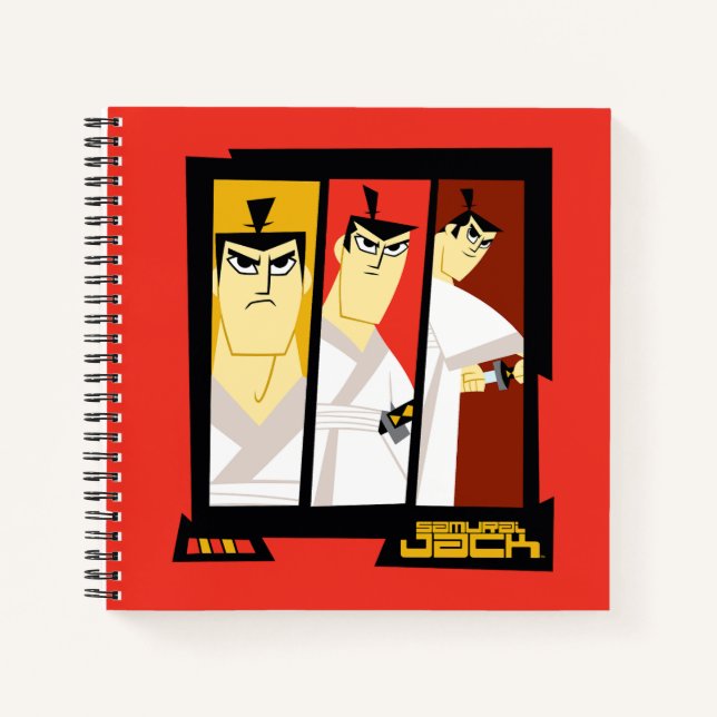 Samurai Jack-Zeichen Tri-Panel-Futuristikrahmen Notizbuch (Vorderseite)
