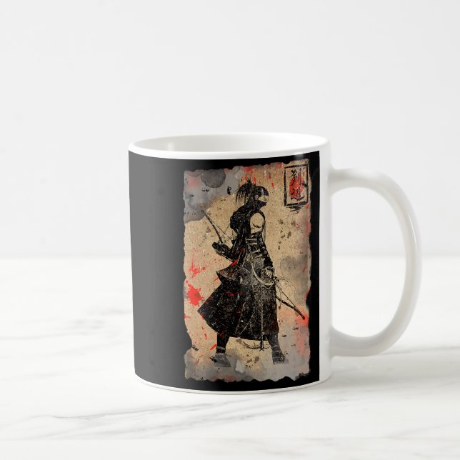Samurai Japanese Retro Art Print Bushido Premium T Kaffeetasse (Rechts)