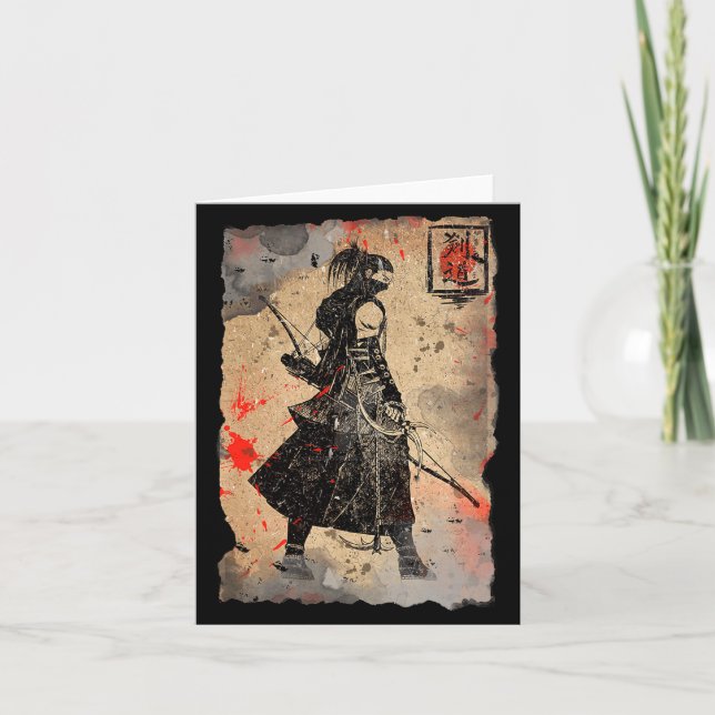 Samurai Japanese Retro Art Print Bushido Premium T Karte (Vorderseite)