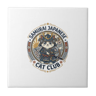 Samurai Japanische Katze POD Vektorkunst - Samurai Fliese