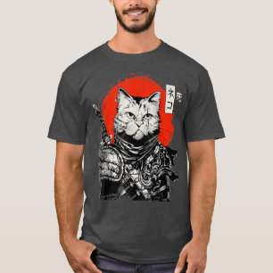 Samurai japanischer Cat Bushido Warrior, Katana Sw T-Shirt