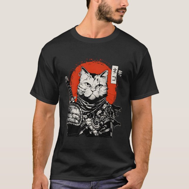 Samurai Japanischer Cat Bushido Warrior Katana Swo T-Shirt (Vorderseite)