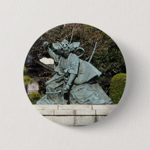 Samurai Kamakura Gongoro Kagemasa Kabuki Statue Button
