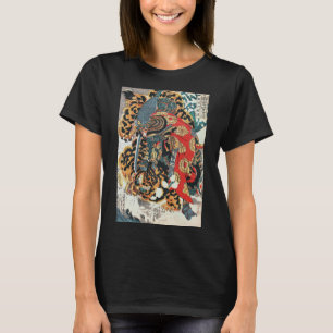 Samurai kämpft gegen einen Tiger, Kuniyoshi, Ukiyo T-Shirt