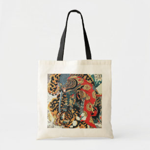 Samurai kämpft gegen einen Tiger, Kuniyoshi, Ukiyo Tragetasche