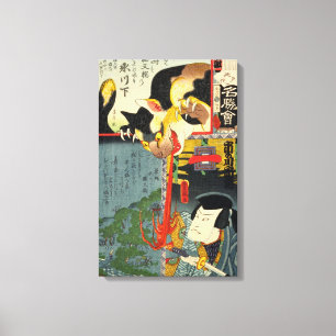 Samurai kämpft gegen Monster Cat, Utagawa Toyokuni Leinwanddruck