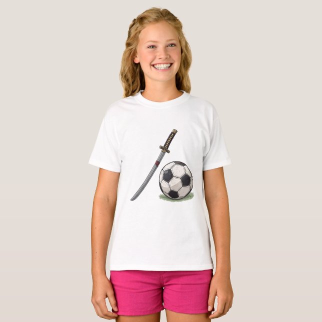 Samurai Katana and Soccer Ball - Japan T-Shirt (Vorne ganz)