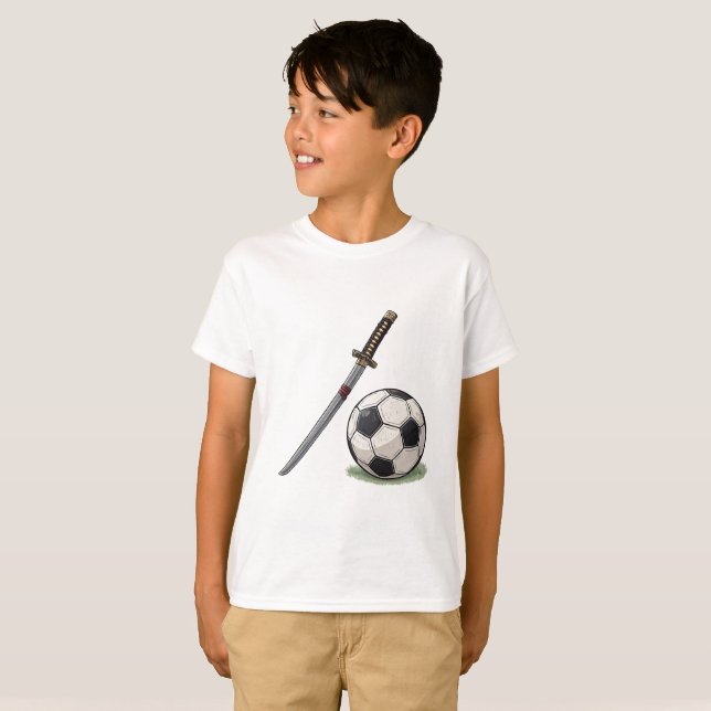 Samurai Katana and Soccer Ball - Japan T-Shirt (Vorne ganz)