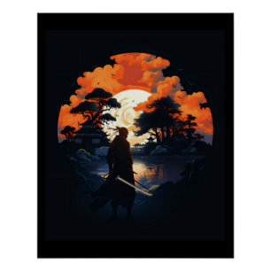 Samurai Katana Japon Ninja Warrior Poster brillant
